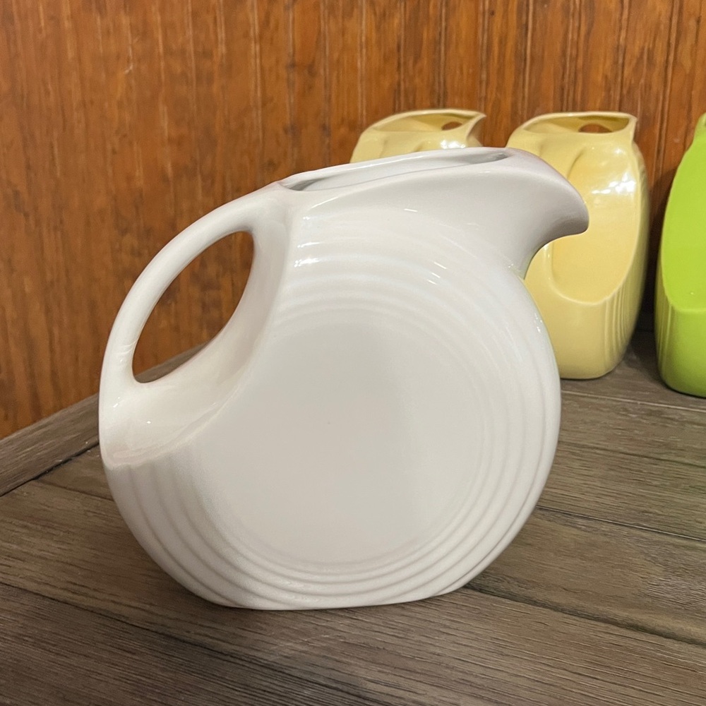 White Fiesta Large Disk Pitcher